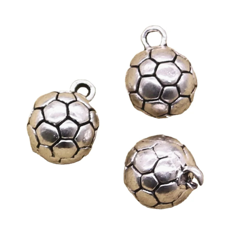 Charms 3D Football 15x11x11mm Tibetan Silver Color Pendants Antique Jewelry Making DIY Handmade Craft