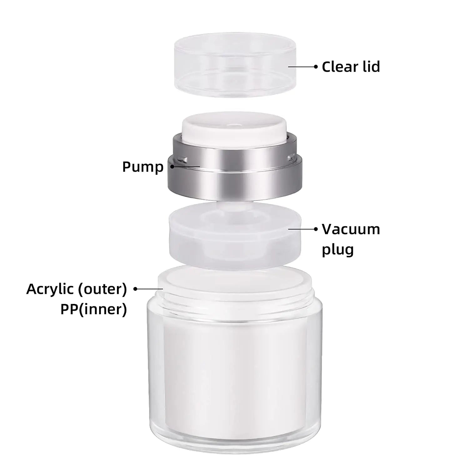 Custom Plastic Airless Cosmetic Jars for Skin Care Serum Vacuum Split Cream Jar for Face Care