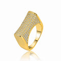 Hip-hop Full Zircon Brass Gold Ice Out Exaggerated Big Gemstone Ring for Men and Women