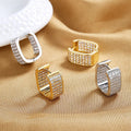 Luxury Trendy Double Sided Zirconia Square Huggie Earrings Chunky Cubic Mini Hoop Earrings