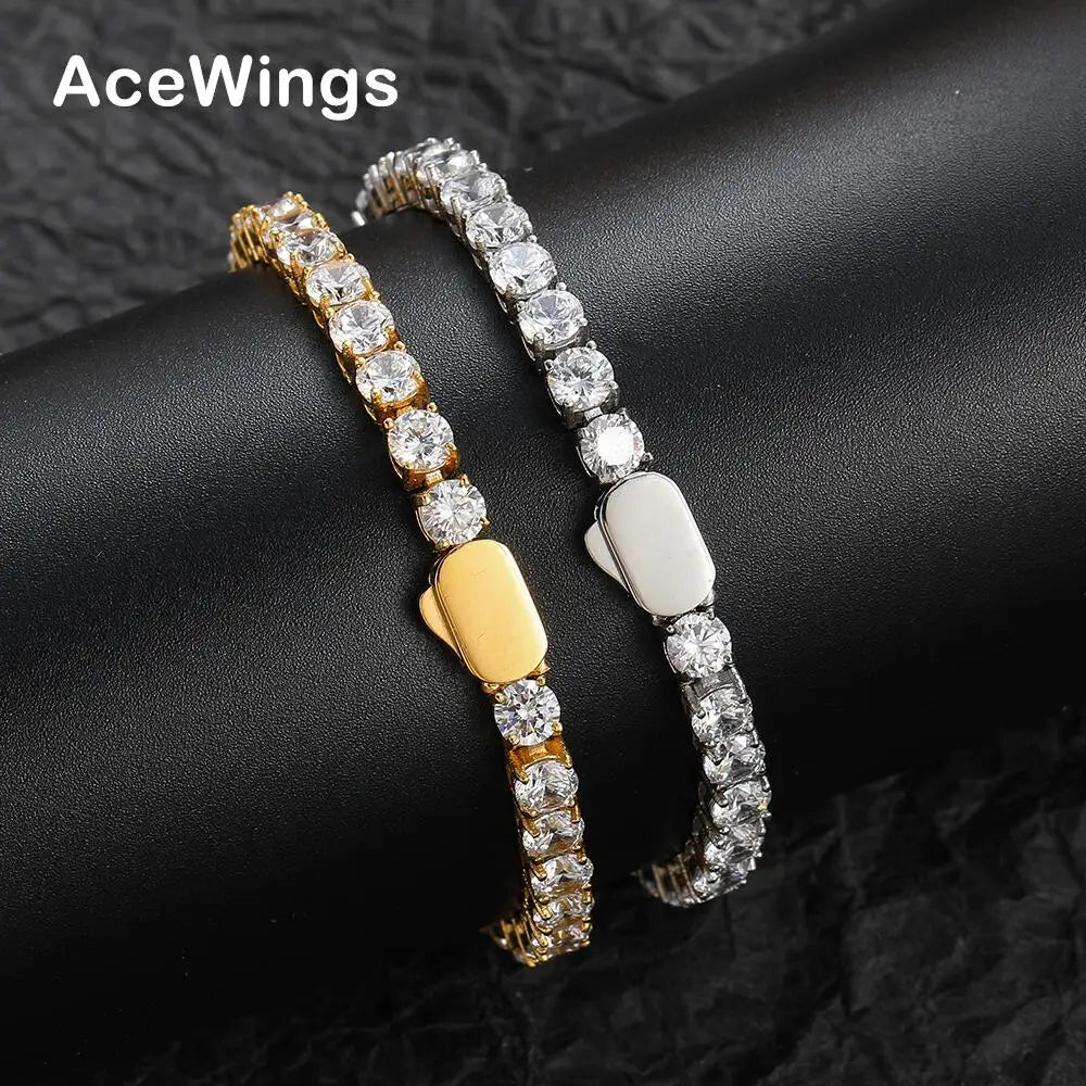 SB052 5mm Stainless Steel Tennis Bracelet Hip Hop Jewelry Iced Out Bracelet