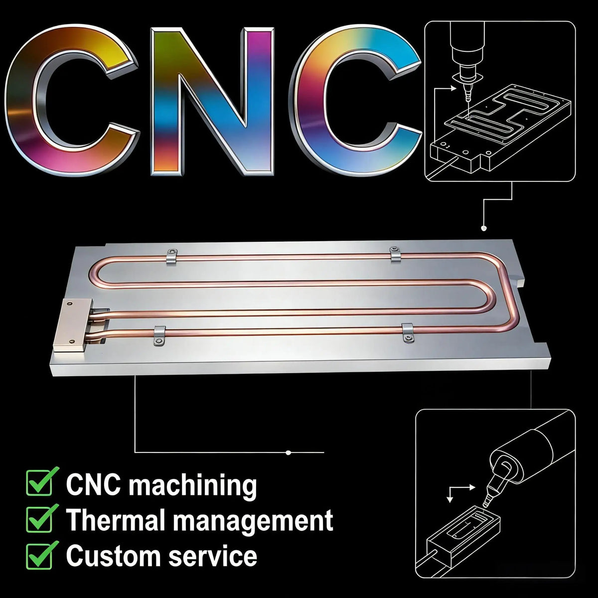 Anti Leakage Thermal Control Peltier Modules Liquid Cold Plate CNC Machining Stainless Steel/Aluminum Water Cooling Plate MegaBDM
