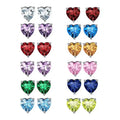 Multi Color Birthstone Crystal Diamond Stones Heart Earring Jewelry Real 925 Sterling Silver CZ Zircon Earrings for Women