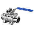 Stainless Steel 3 Piece Clamp Ball Valve with PTFE Seat