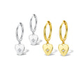 Custom Cubic Zirconia Jewelry Earrings Women 925 Sterling Silver 18k Gold Plated Charm Heart Pendant Hoop Earrings