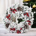 AYOYO Christmas White Snow Red Flower Ring Door Hanging Shopping Mall Window Festival Decoration Christmas Wreath