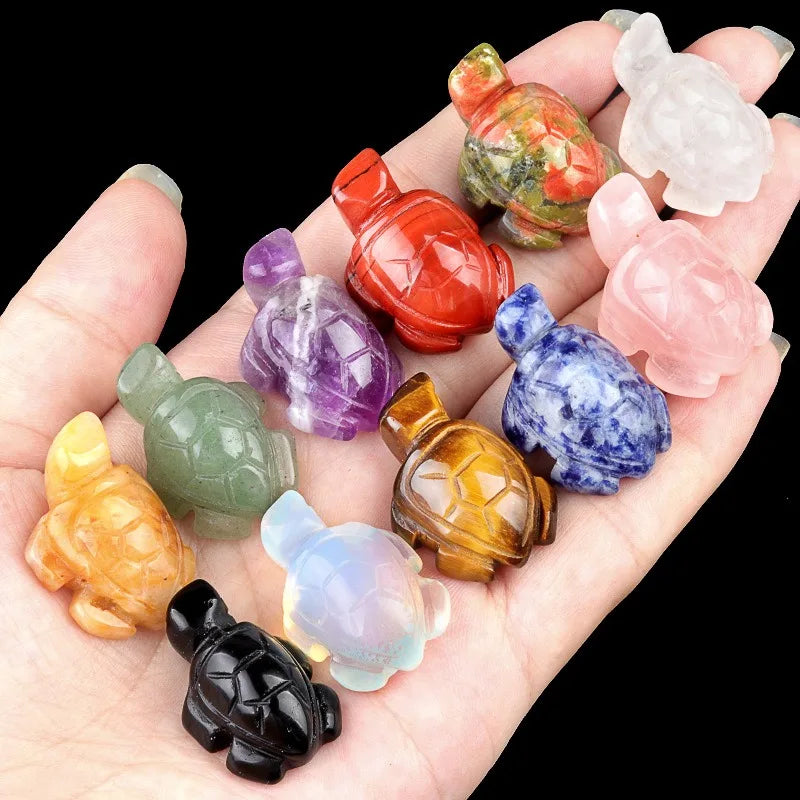 1Inch Turtle Crystal Carving/Hand Carved Natural Crystal Gemstone Cute Animal Tortoise for Home Decoration