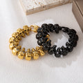 Non-tarnish Chunky Jewelry Mens Bracelet Stainless Steel Gold Jewelry Man Skull Bracelet