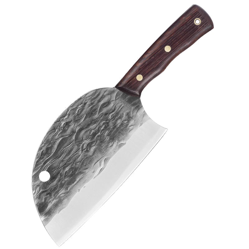 7-Inch Hand Forged 4cr13 Stainless Steel Meat Cleaver Kitchen Chef Knife Butcher Knives Hammered Chopper Boning Knife Metal