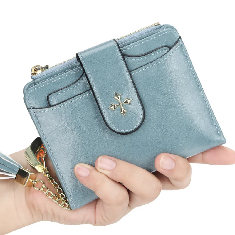 2026 Latest Ladies Buckle Wallet High Quality Leather Zipper Purses for Girls Korean Design Coin Bag for Women Retro Card Holder