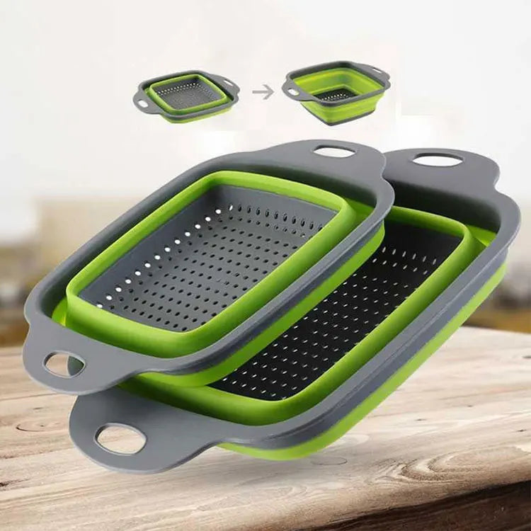 Square Filtering Basket Wholesale Good Quality Plastic Silicone Kitchen Collapsible Colander Filter Basket