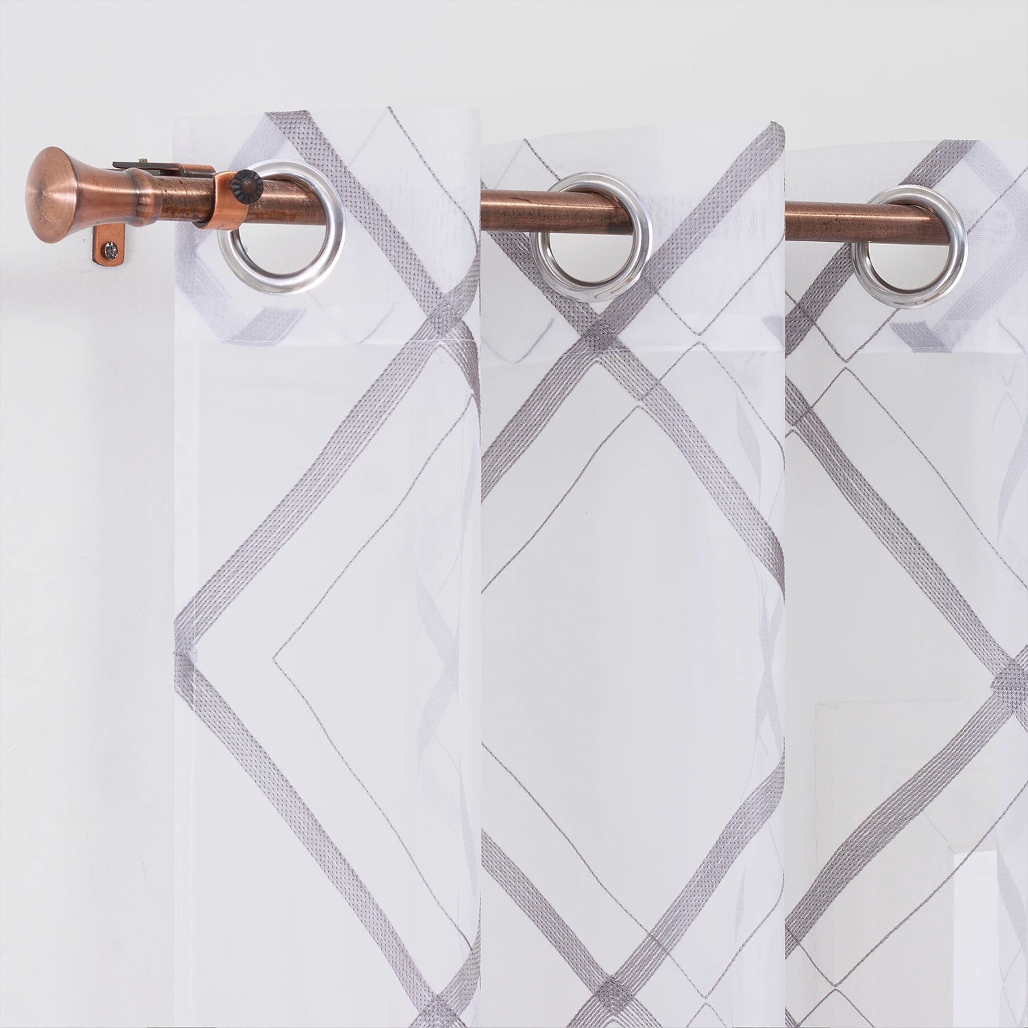 Wholesale Europe Style Geometric Embroidered Flame Retardant Blackout Tulle Curtains Sheer Window Decor for Bedroom Living Room