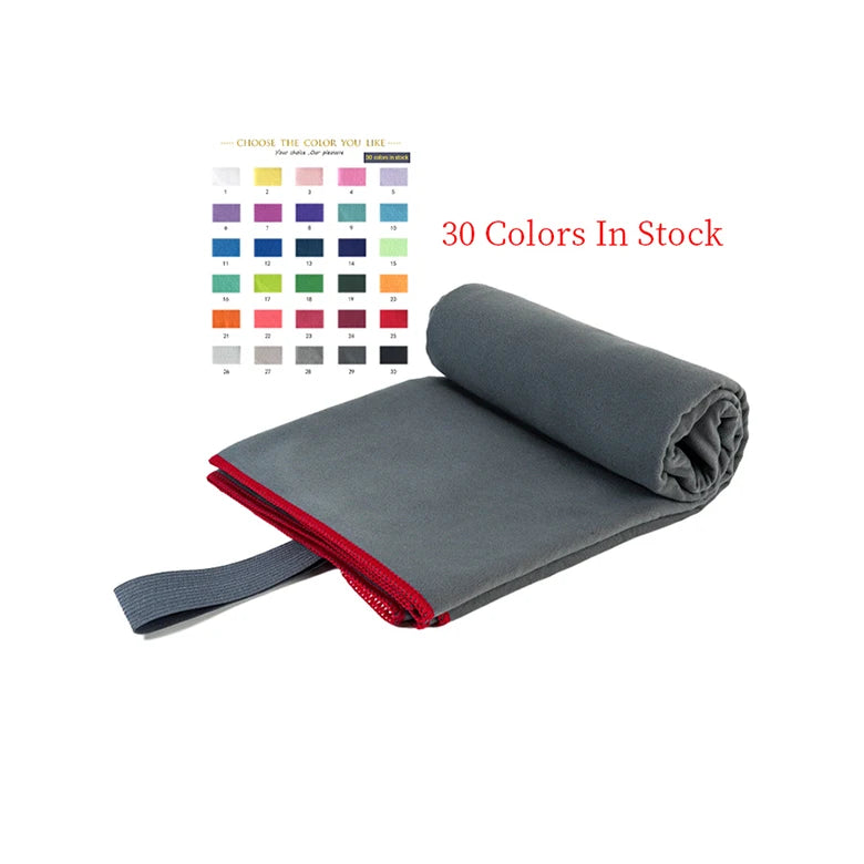 In Stock Microfiber Suede Beach Towel Quick Dry Lightweight Blue Grey-Customizable Logo Woven Technique Low MOQ Wholesale