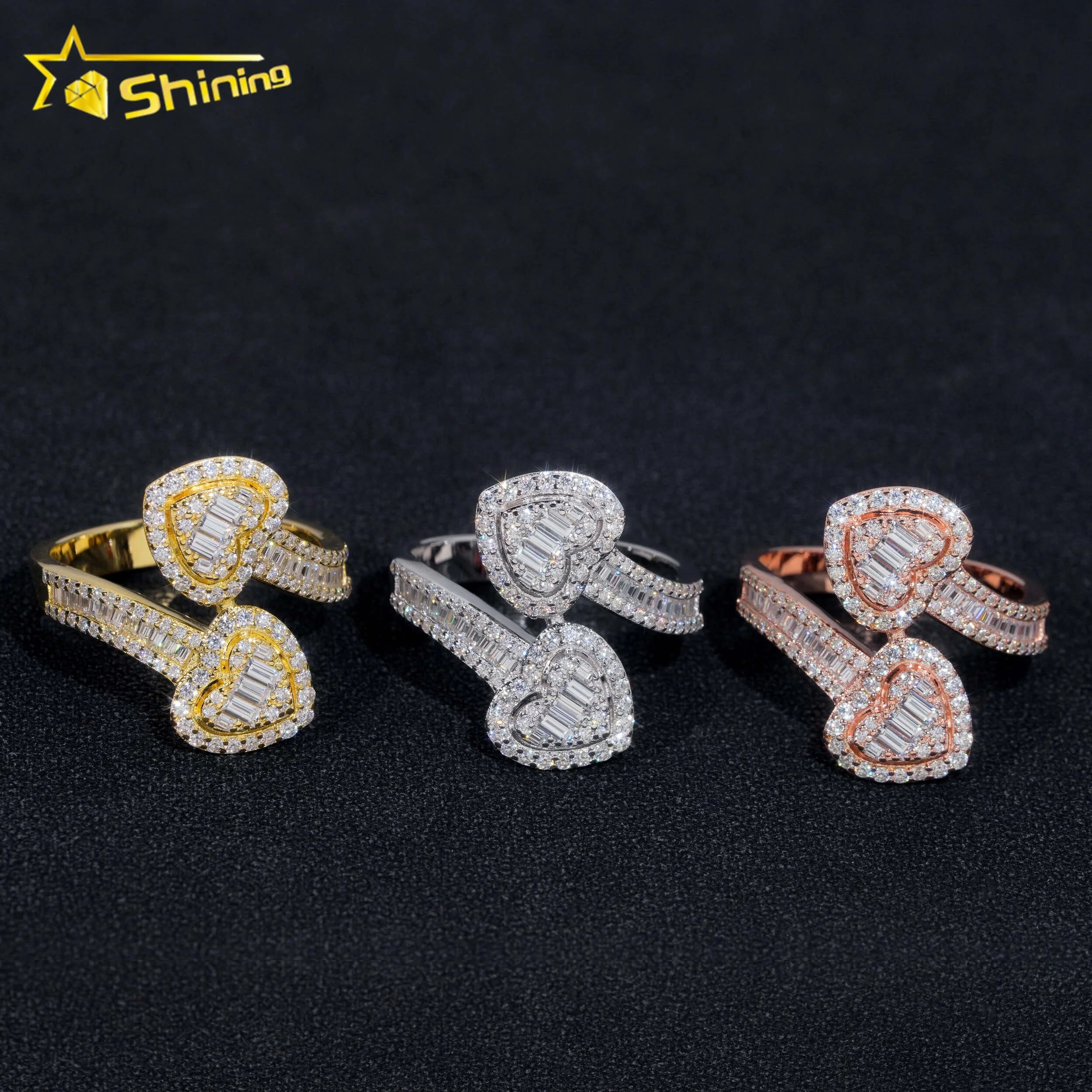 Fine Jewelry Iced Out Pass Diamond Tester Fashion Luxury 925 Sterling Silver Hip Hop Moissanite Heart Ring