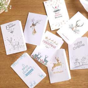 Beautiful Deer Style Ideas Christmas Thank You Card Printable 8 Different Design Matte Paper Card for Christmas Decoration Favor