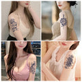 Custom Dark Blue 100% Plant-Based Semi-permanent Tattoo Sticker Lasting 1-2 Weeks Butterfly Flower Juice Design Made Paper