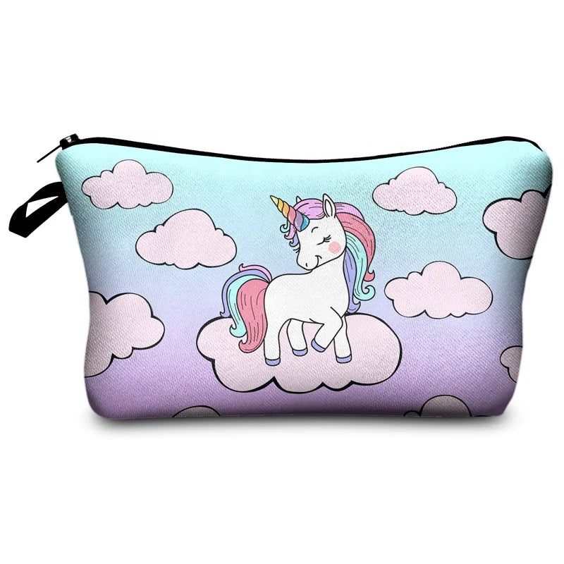 Factory Wholesale Portable unicorn Style Print Simple Travel Storage Makeup Cosmetic Bag for Women
