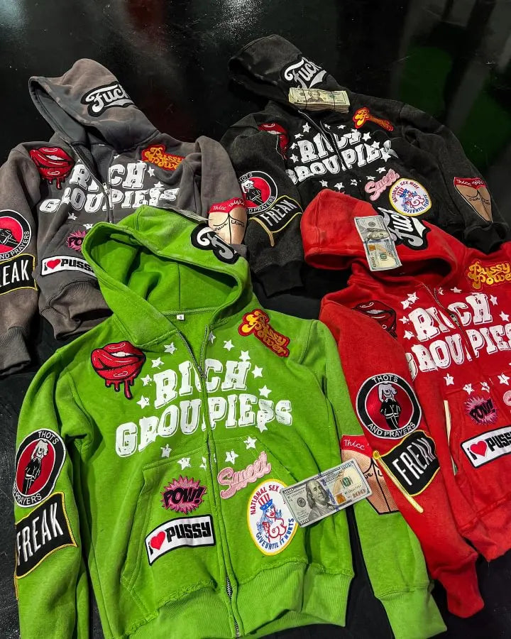 OEM Luxury 100% Cotton Graphic Letter Embroidery Streetwear Heavyweight Zip-Up Acid Wash Distressed Vintage Autumn Hoodies