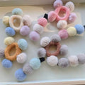 New Arrival Colorful 5-Pom Pom Balls Elastic Hair Bands Cute Faux Fur Fabric Hair Rope Scrunchies Winter Warm Hair Ties Sweet