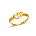 SC Hot Selling Hammered Heart Wedding Rings Jewelry Mother's Day Gift Trendy Adjustable Gold Plated Double Heart Rings for Women