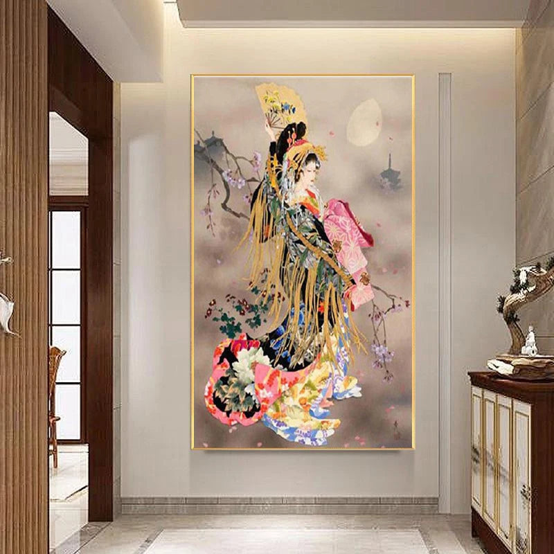 Diamond Painting Kits Wholesale Japanese Woman DIY Full Painting for Adult Gift for Living Room Decoration