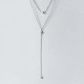 925 Sterling Silver Double Layer CZ Zircon Wedding Women Necklaces
