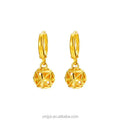Vietnam Sand Gold Hollow Hydrangea Circle Ear Buckles National Style Vintage Gold Plated Mother Gift Circle Sand Gold Earrings