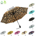 OVIDA 21-Inch Auto Open Close Umbrella with 8 Ribs Minimalist Design Customized Lady Fashion Leopard Logo Printing 3 Folding