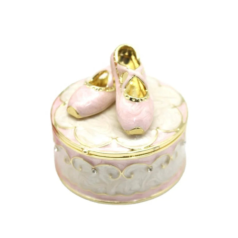 SHINNYGIFTS Enameled Metal Toe Shoes Trinket Box Gift Box for Jewelries Valentine Gift Forever Model SC2022