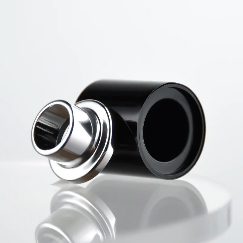 Fea15mm Black Magnetic Cap with Silver Magnetic Step Collar for Minimalist Glass Perfume Bottle 50ml 100ml