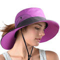 Women's Summer Mesh Wide Brim Sun UV Protection Hat With Ponytail Hole Women's Ponytail Safari Children Adult Sun Hat