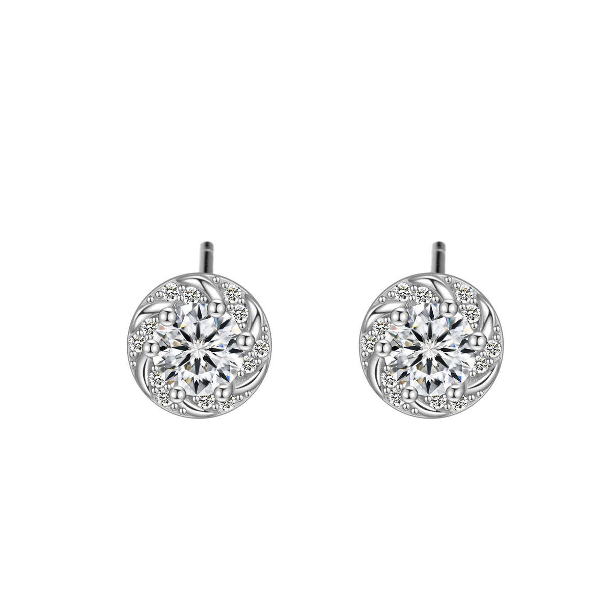 Round Earrings 925 Sterling Silver Cubic Zirconia Geometric Stud Fashion Design Earrings Set for Women Fine Jewelry Wholesale MegaBDM