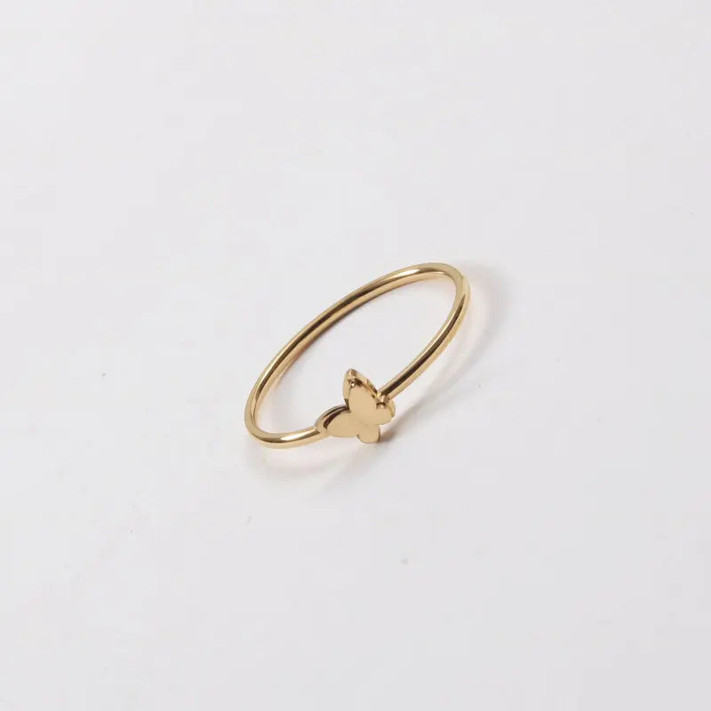 Tarnish Free High End 18K Gold Plated Double-layer Dainty Butterfly Fashion Rings for Women Stainless Steel Jewelry