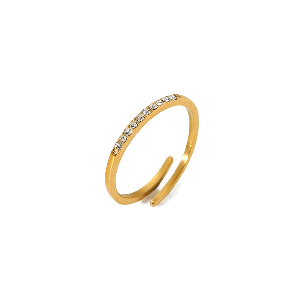Adjustable Open Finger Rings Gold Wholesale Competitive Price Stainless Steel Plated Zirconia for Women 18K Trendy Rings