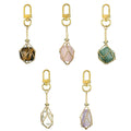 Natural Crystal Colorful Tumbled Healing Stones Carabiner Keychain Ornaments Jewelry Bags Pendant Diy Keychain Wholesale