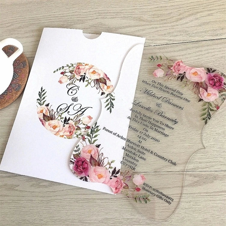 Custom Luxury Bar Menu Return Gifts clear Thank You Cards Wedding Card Design Plastic Invitation Mariage Acrylic Invitation Card