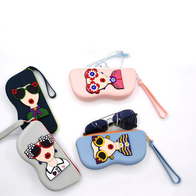 Portable Silicone Glasses Sunglasses Glasses Storage Bag with Zipper Large-capacity Storage Bag