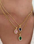 Joolim Luxury 18K PVD  Crystal Stone Zircon Stainless Steel Gold Necklace for Women  Waterproof Tarnish Free Jewelry
