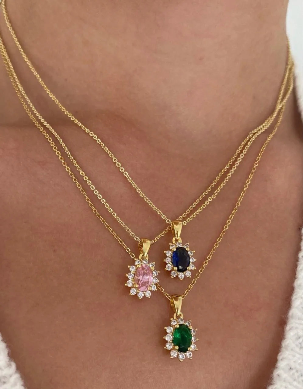 Joolim Luxury 18K PVD  Crystal Stone Zircon Stainless Steel Gold Necklace for Women  Waterproof Tarnish Free Jewelry