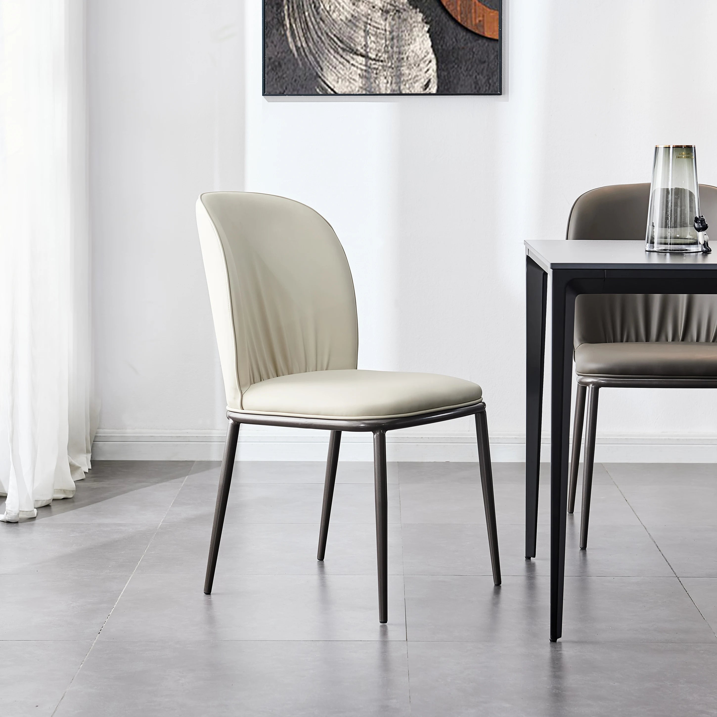 Italian Home Modern Minimalist Dining Room Back Chairs Designer Models Table and Chairs Gray Chairs