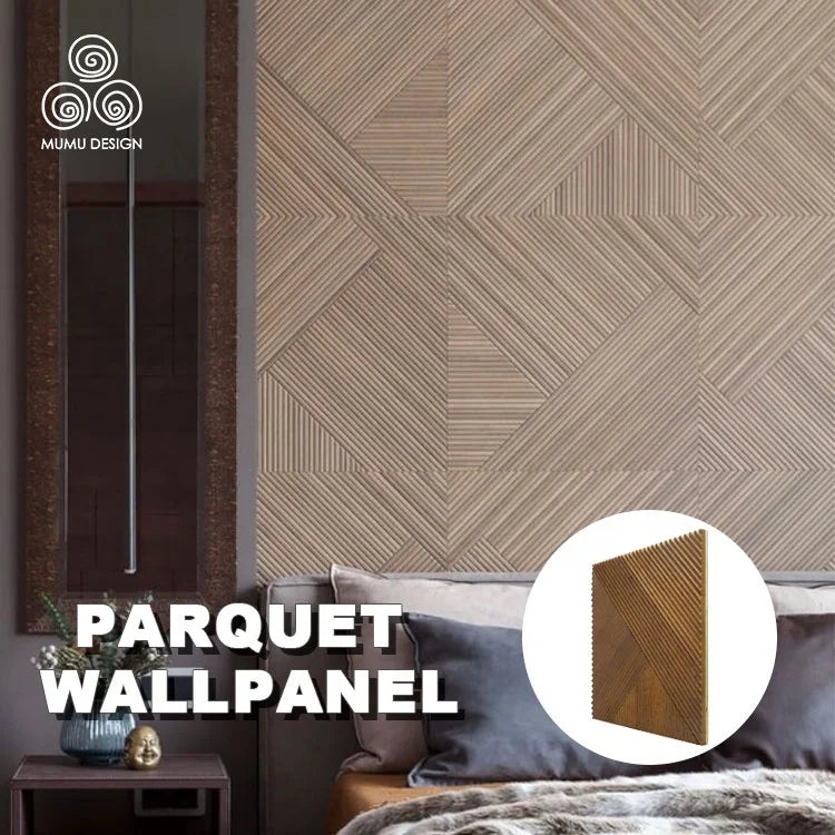 MUMU 3D Glamorous Wave European Building Materials Cladding Living Room Wooden Wall Panel for Hotel