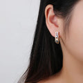 Joyeria Trendy 18K Laminated Gold Plated Brass Hoop Earrings With Cubic Zirconia for Wholesale Earrings Women