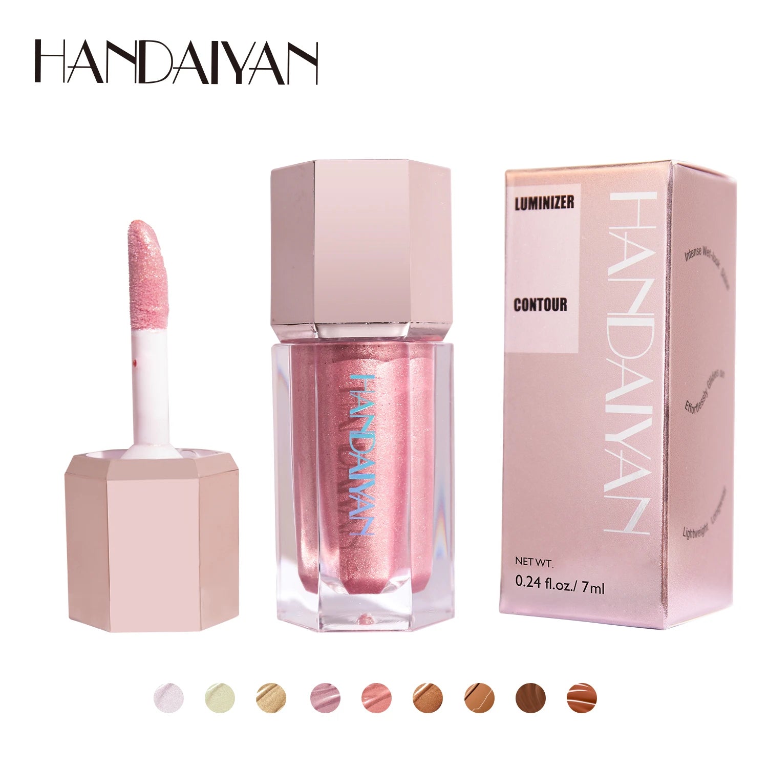 HANDAIYAN Liquid Highlighter Bronzer Liquid Shimmer Matte Stick Natural Brighten Highlight Face Glow Makeup Glitter Highlighters