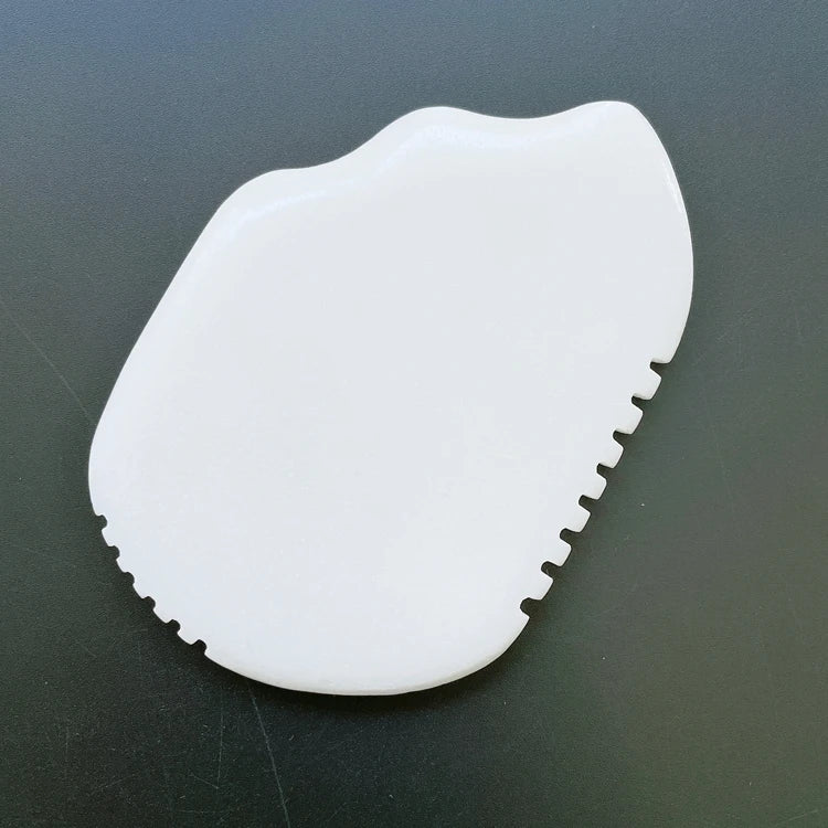 Huiying Natural Jade Facial Neck Spiky Shape Guasha White Jade