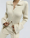 Hot Selling Bodycon Long Sleeve Loungewear Outfits Pleated Two Piece Pants Women Set