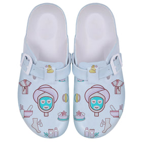 Women's Fashion Waterproof Printed Sandals Adjustable Buckle Nurses Clogs Anti-Slippery Summer Slippers