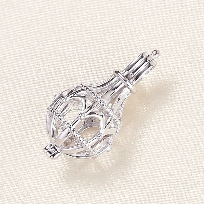 Wholesale 925 Sterling Silver Cage Mountings Pearl Pendant Cage Mount for Pearl