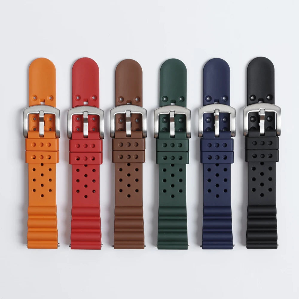 Waterproof Silicone Sports Watchband 20mm 22mm Quick Release Watch Bands FKM Rubber Watch Straps for Watch Accessories