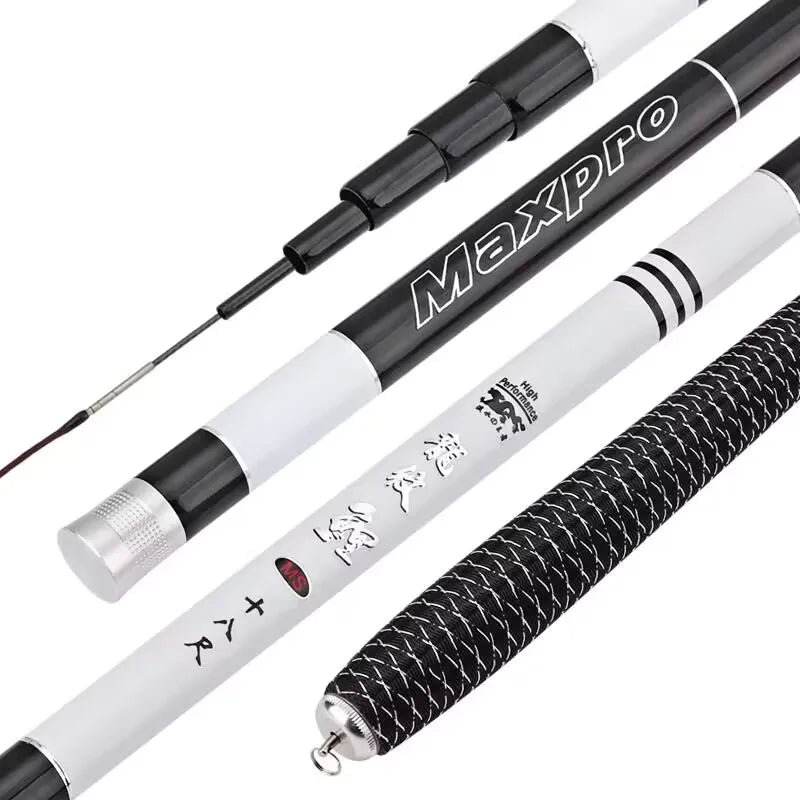 3.6m - 7.2m Super Light Super Hard 28 Tune Fresh Water Taiwan Carbon Fiber Telescopic Carp Rod