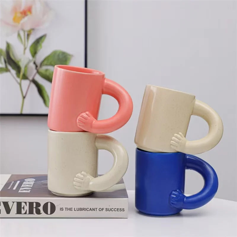 M Creative Porcelain Ceramic Cup with Fat Handle for Breakfast Mug Speckled Ceramic Mug